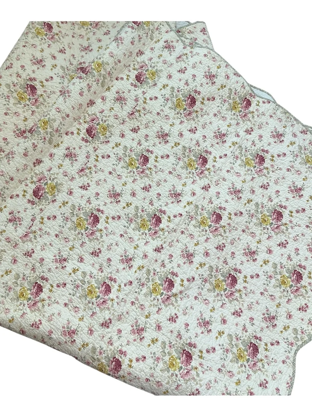 Vintage limited edition creamy ivory floral reversible quilt 90 x 96
